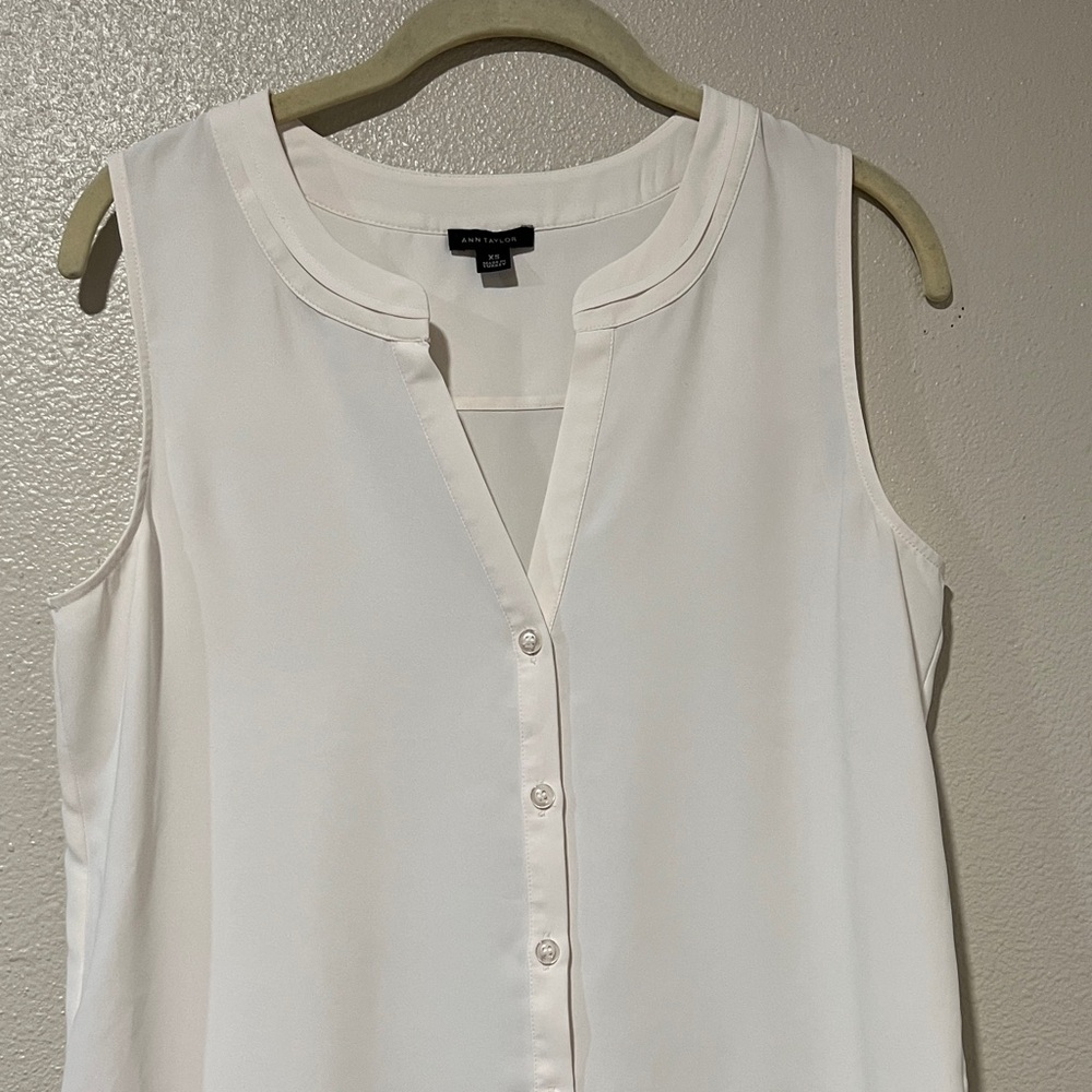 Ann Taylor Ivory Sleeveless Blouse - Picture 4 of 7